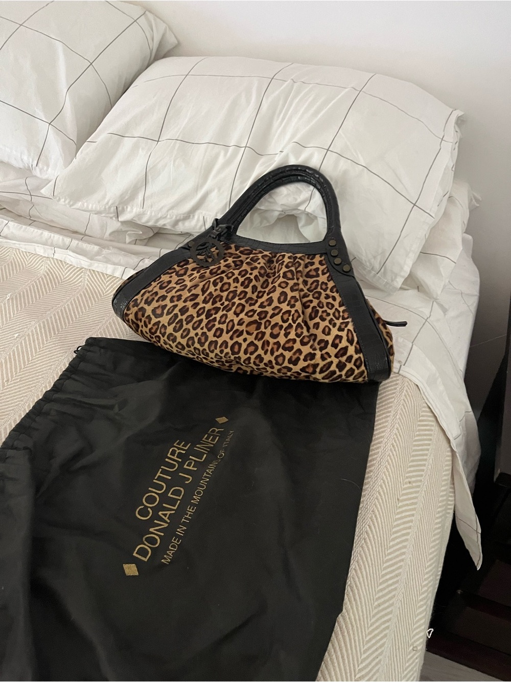 Donald J. Pliner Leopard Print Mini Bag with Black Trim